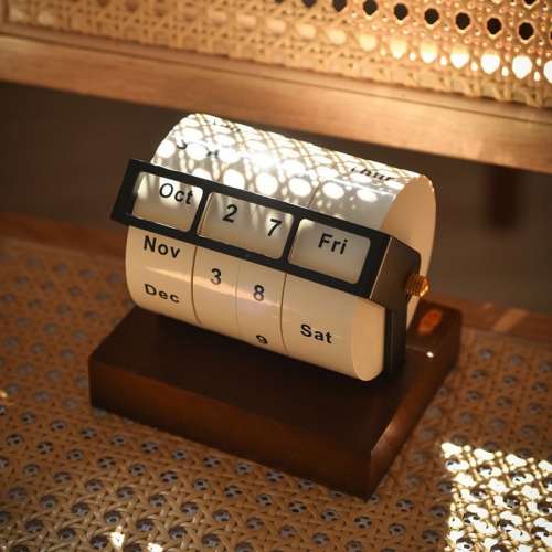 商務轉輪萬年曆簡約高級感大號旋轉檯面辦公桌面擺飾可客製化萬年曆