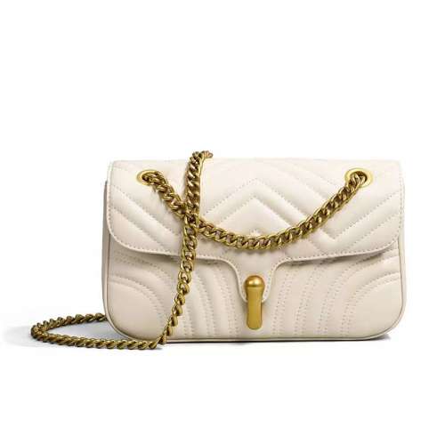 真皮包包女鏈條斜挎包2024新款時尚單肩腋下包高級感