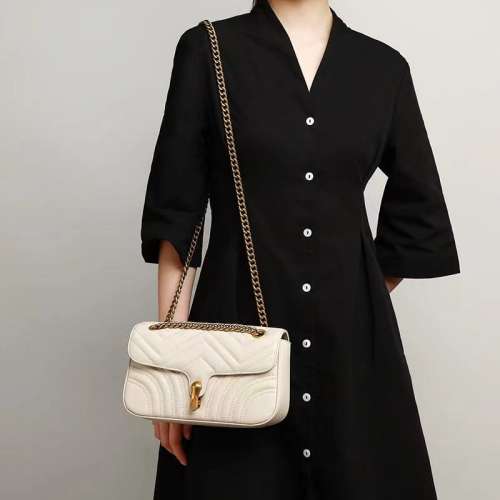 真皮包包女鏈條斜挎包2024新款時尚單肩腋下包高級感