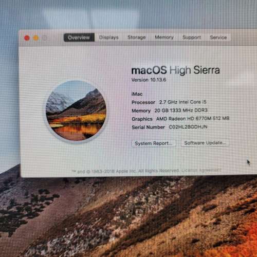 iMac mid 2011 21.5"吋 i5 FHD 500GB SSD 20gb Ram 厚機