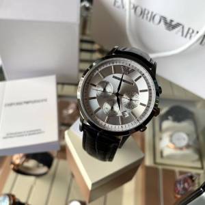 Armani阿瑪尼手錶 型號AR2432 潮流超酷手錶 義大利風格牛皮皮帶 計時石英男錶 直徑...