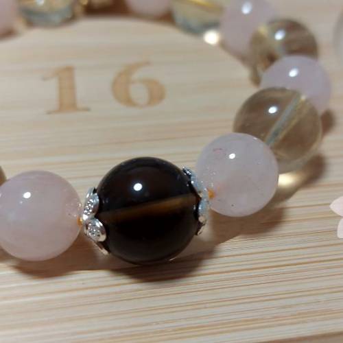 DIY茶晶粉晶檸檬黄水晶手鍊10-12mm x 16cm