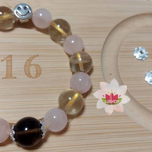 DIY茶晶粉晶檸檬黄水晶手鍊10-12mm x 16cm