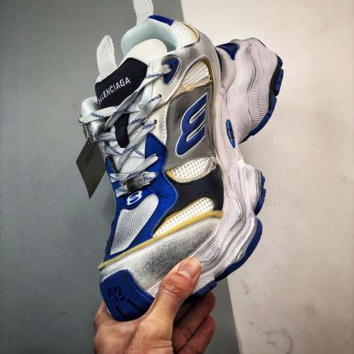 Balenciaga巴黎世家 CARGO 圓頭系帶 低幫生活休閑鞋 巴黎11代 白灰藍