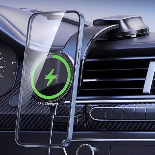 Magsafe15W磁吸车载无线充粘贴式手机导航支架款充电器