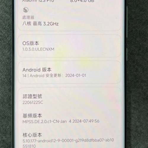 小米12s pro，12+256 綠色