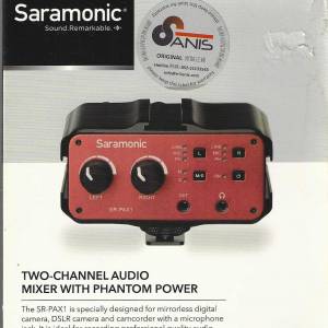 楓笛 Saramonic SR-PAX1 3.5mm/6.35mm XLR 機上型混音器 支援48V幻象電源輸出