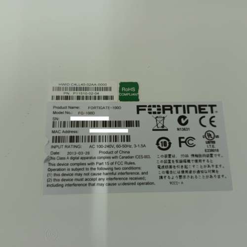 Fortinet Fortigate 100D  FG-100D Firewall 防火牆