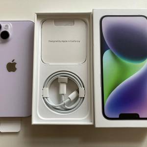 全新全套  iPhone 14 紫色 512gb $5800 平行進口無鎖 原裝無拆 90日店保 what app ...