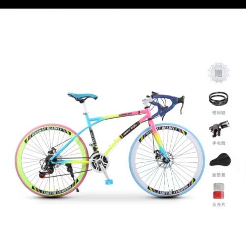 公路车高碳钢碟刹单车赛车变速活飞26吋弯把超快竞速超轻实心胎死飞成人青少年大学生...