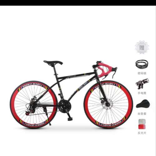 公路车高碳钢碟刹单车赛车变速活飞26吋弯把超快竞速超轻实心胎死飞成人青少年大学生...