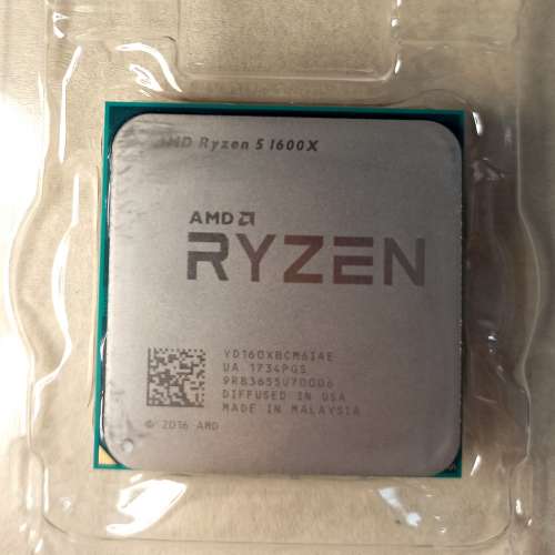 AMD Ryzen 5 1600X CPU (AM4 6核12線 3.6-4.0 GHz)