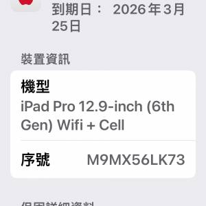 iPad Pro (12.9 inch. 6th))wifi +cell 1TB 有保