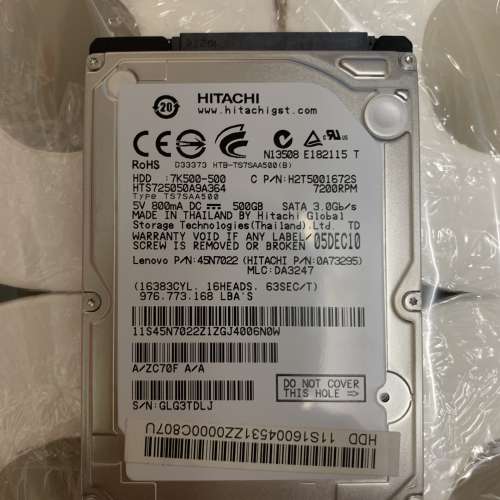 Hitachi 2.5” 500G HDD