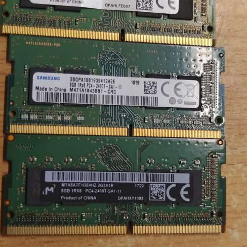 DDR4  三星鎂光原廠筆記本 8GB 內存條，一共3條