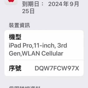 iPad Pro (11inch. 3rd))wifi +cell 1TB 有保