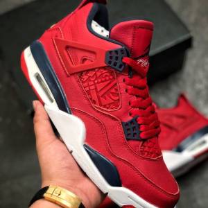 #17 Nike Air Jordan 4 Aj4 Red Sneakers