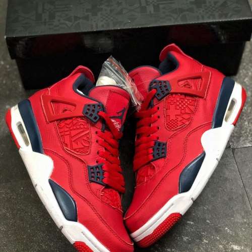 #17 Nike Air Jordan 4 Aj4 Red Sneakers