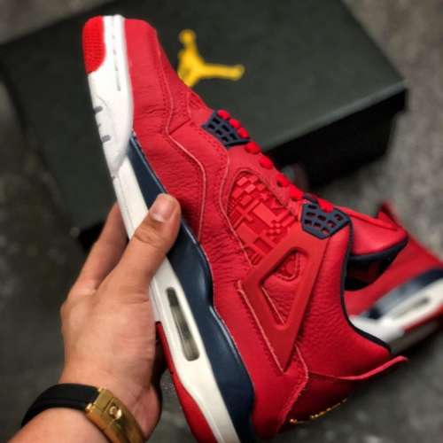 #17 Nike Air Jordan 4 Aj4 Red Sneakers