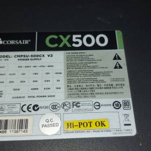 Corsair CX500 CMPSU-500CX Builder Series™ CX500 V2 500 Watt — 80 PLUS® Cer...