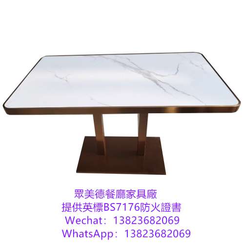 不鏽鋼包大理石餐檯訂做,餐館飯店金屬餐桌訂製廠商,火燒石餐桌訂做,岩板包金屬邊餐...