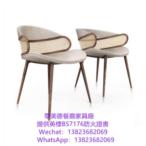 茶餐料理店餐檯椅訂製,實木餐廳餐椅凳子加工廠,英標阻燃防火皮革餐廳餐椅,扶手高端...