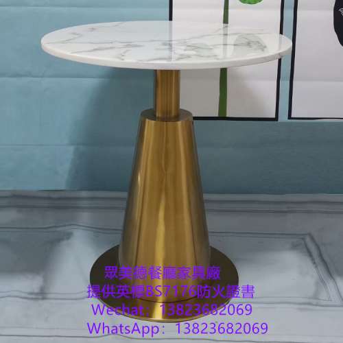深圳市眾美德餐廳傢具廠直供香港澳門,不鏽鋼包大理石餐檯訂做,餐館飯店金屬餐桌訂製...