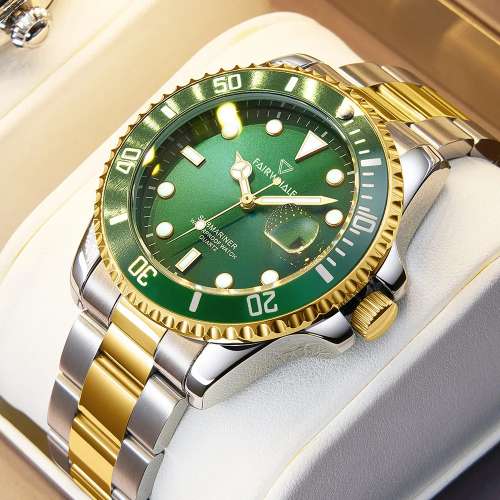 馬克華菲2024新款綠水鬼手錶男高檔帥氣夜光品牌男士手錶非機械錶