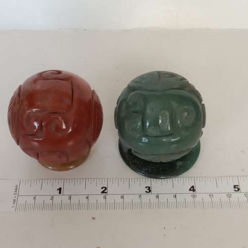 一對51mm天-然玉石福壽如意球，兩套共售500元清理存貨歡迎出價。no.B21.6.24