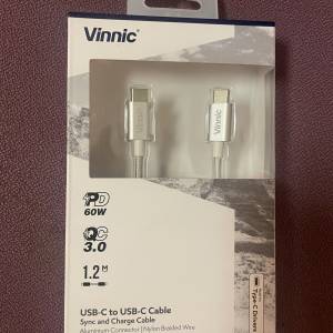Vinnic USB-C To USB-C 傳輸充電線 - 銀色