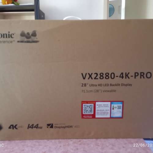 Viewsonic VX2880-4K-PRO-2 4K 144Hz 28寸屏幕 (有一壞點 )拼多多水貨，一個月私保