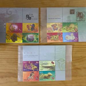 2015, 2019, 2023年香港郵政局發行第二組十二生肖銀箔燙壓小型張郵票齊套