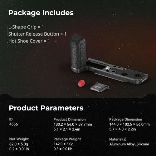 SmallRig X100VI / X100V Handgrip L-Shape Grip With Shutter Button - Black 4556