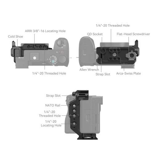 SmallRig Half Cage For Sony Alpha 6700 / 6600 / 6500 / 6400 - 4337