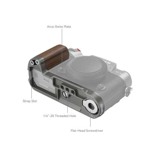 SmallRig Wooden L-Shape Grip for FUJIFILM X-T50 (Charcoal Silver) - 4736