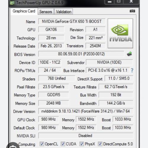 GEFORCE GTX 650Ti Boost