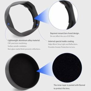 Haoge LH-X13B Bayonet Square Metal Lens Hood For Fujifilm XF 方形遮光罩