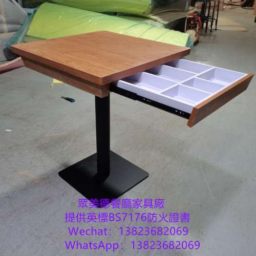 防火板抽屜餐桌訂製,收納櫃抽屜餐枱訂造,港式餐廳桌子加工廠,茶餐法式意大利餐館餐...