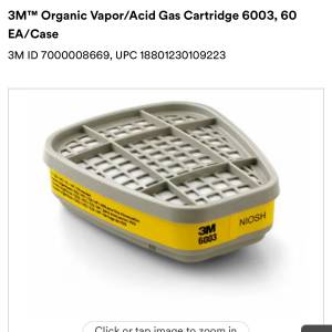 3M™ Organic Vapor/Acid Gas Cartridge 6003, 60 EA/Case