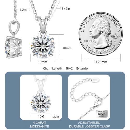 1卡莫桑鑽石吊墜吊飾s925純銀項鍊頸鍊 925 Sterling Silver Moissanite Diamond Pe...