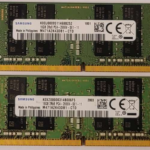 SAMSUNG DDR4 2666 16GB * 2 SODIMM RAM (共 32GB )