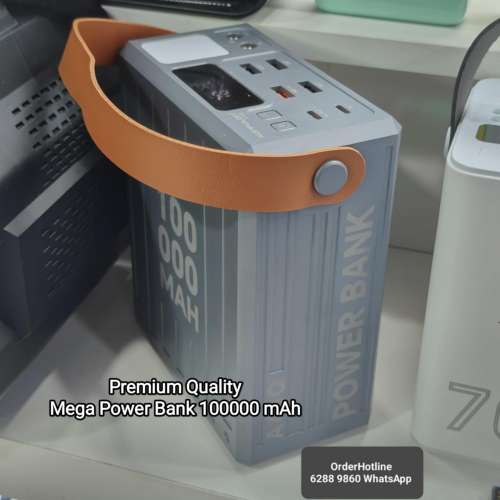 Mega PowerBank 100000mAh 超級充電寶十萬毫安時(灰/綠色)移動電源. Rechargeable ...