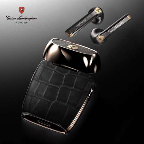 Tonino Lamborghini 蘭博基尼真無線藍牙耳機 鱷魚紋耀夜黑 半入耳 通話降噪遊戲運動...