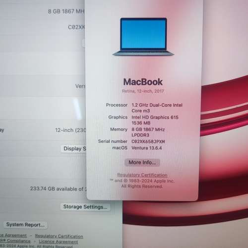 超輕超薄Macbook 12-inch 2017 Macbook史上最輕 12吋A1534當中最新款，電池超襟用，...