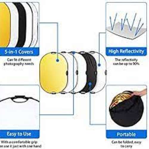 SELENS 5 IN 1 Oval Reflector 五色手提橢圓反光板 / 柔光板 - 150cm X 200cm