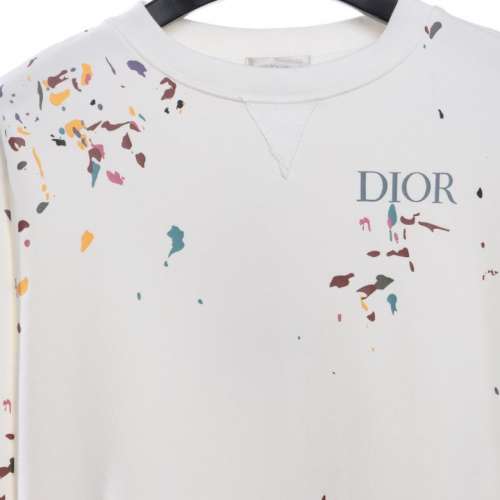 Dior 迪奧手工潑墨衛衣 羅紋同大身料同缸保證無色紗，花灰色大身同羅紋同缸紗色織。...