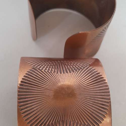 一對美國紅銅手鐲/臂鈪寛兩寸，數十年前製品。可作傳家寶坊間流傳對風濕有減輕作用...