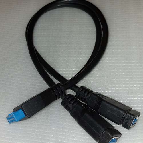 主機板組件：USB3.0 19/20Pin 轉 2口 USB3.0 轉接線, 30cm / 50cm