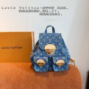 Louis Vuitton LV 丹寧雙肩包原單牛仔.