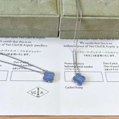 梵克雅寶Vintage Alhambr藍玉髓四葉草項鏈鎖骨鏈